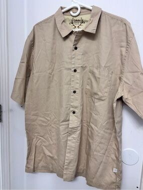 Cabela's Outfitter XL 100% Cotton Men's Short Sleeve Dress Shirt in Tan 52x30